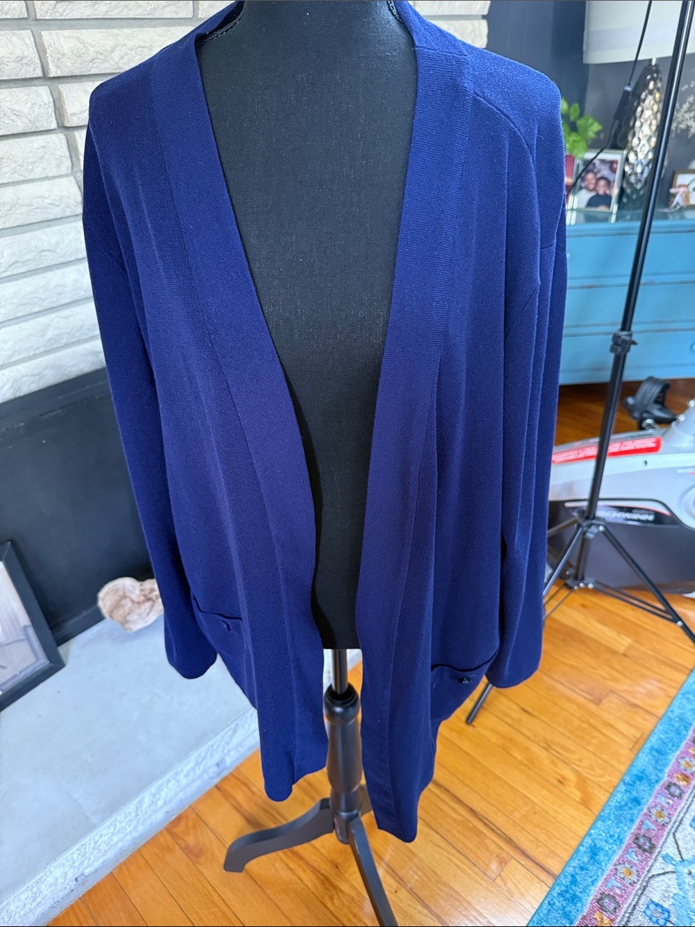 Anne Klein Deep Navy Open-Front Cardigan
